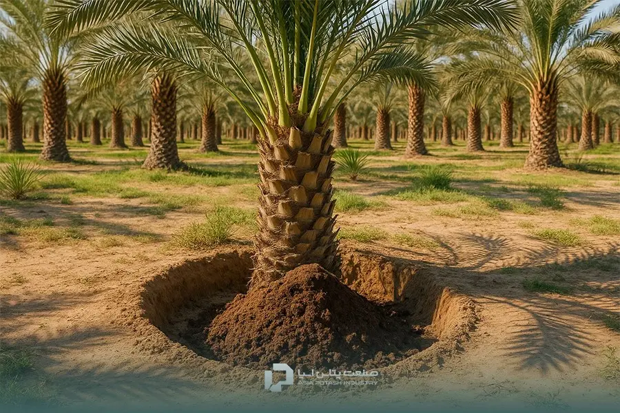 چالکود کردن یکی از روشهای کوددهی نخل خرما برای افزایش کیفیت خرما است.